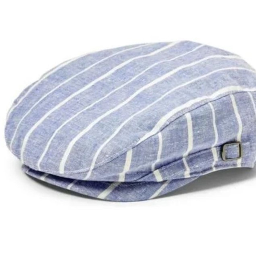 Janie and Jack Newsboy Hat Blue Linen Stripes